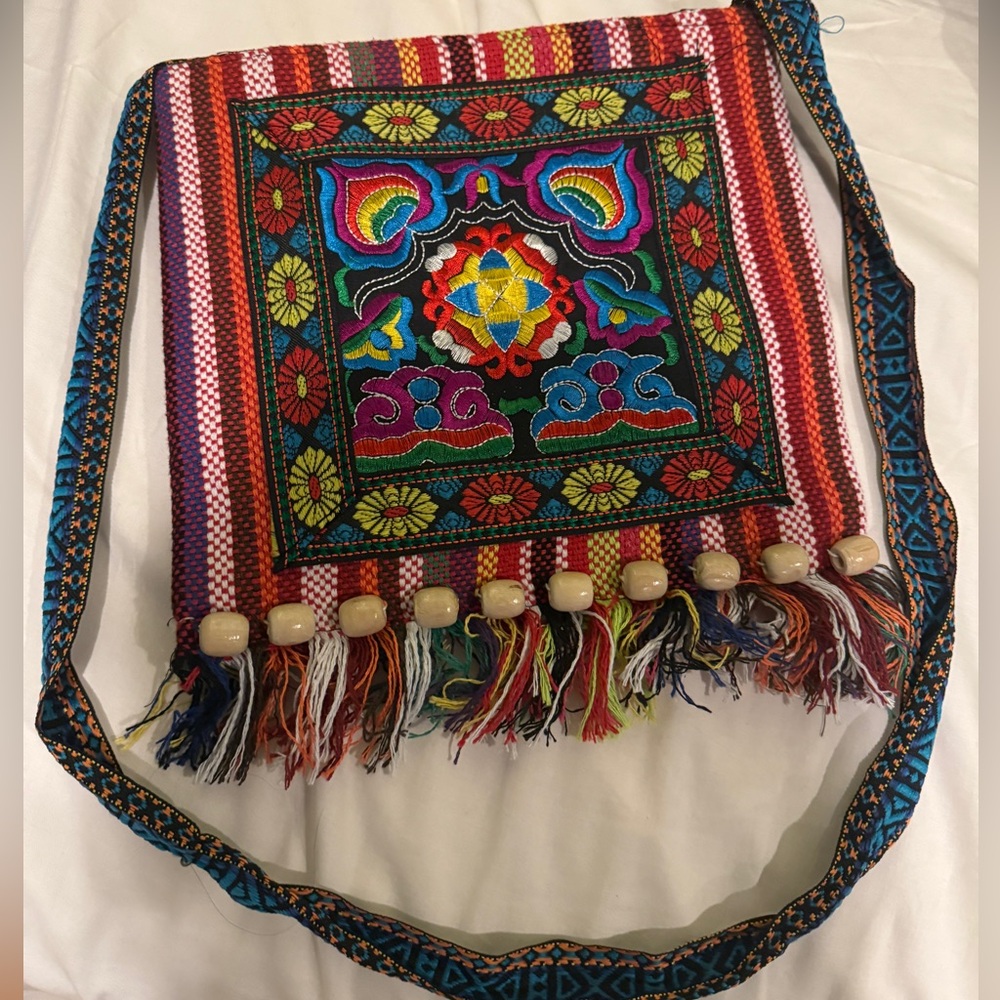 Multicolor Embroidered Shoulder Bag